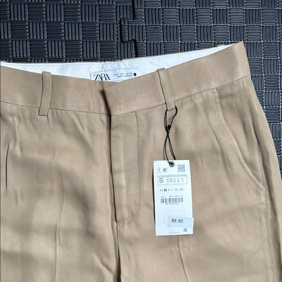 Zara Cream Straight Leg Pants Lightweight Linen Blend - Picture 2 of 6